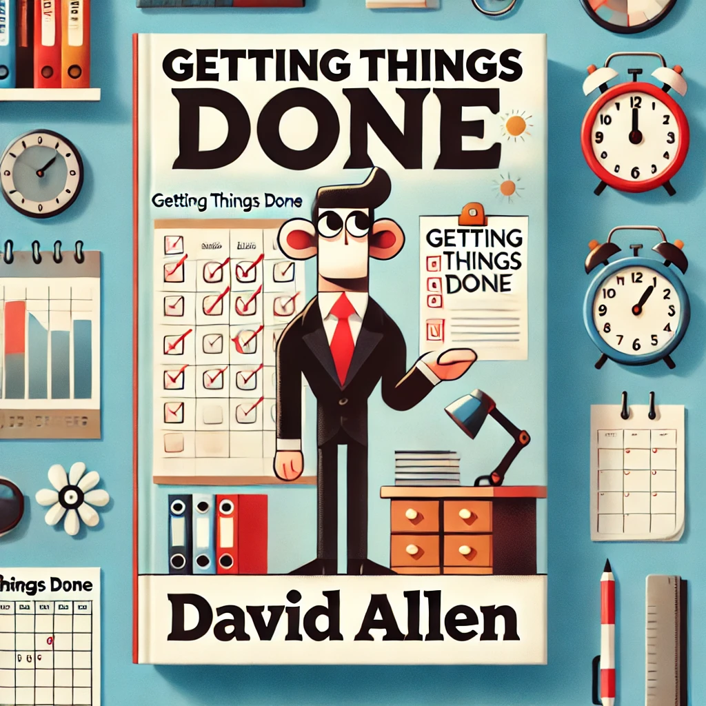 cartoonish and simple book cover for 'Getting Things Done' by David Allen